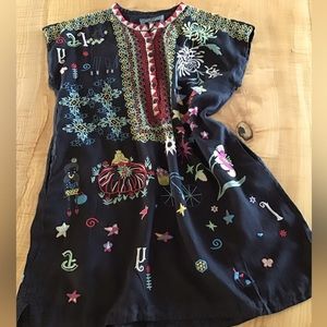 Johnny Was Embroidered Dress, Navy, M